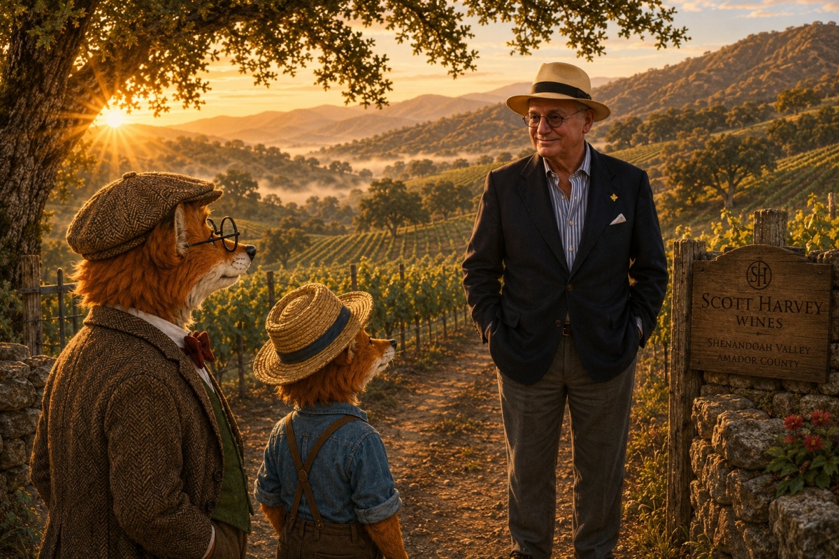 Scott Harvey welcomes Professor Corksworth and Oliver at sunrise in Shenandoah Valley.