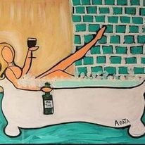 lady in bathtub with wine 