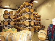 barrel room, wine barrels