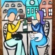 painting two people sharing wine - Agata